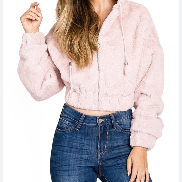 Ambiance Soft Pink Furry Outerwear - Picture 2 of 4